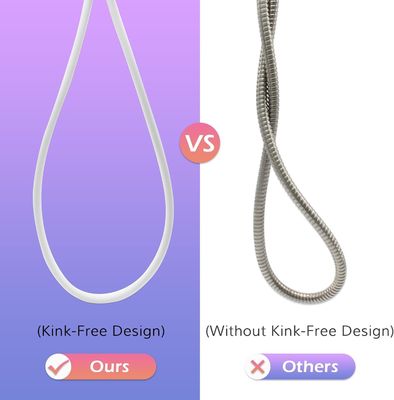 Révolutionnaire ultra doux anti-kink silicone douche tuyau d'extension avec insert de laiton et le noyau
