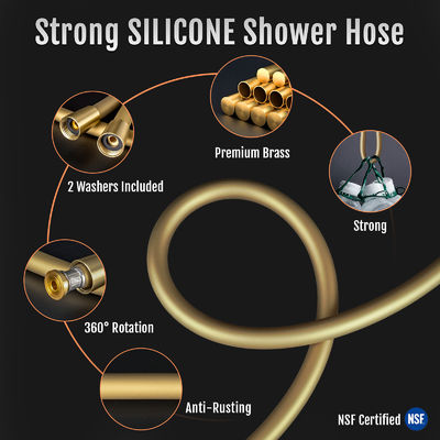 Appareil de tuyau de douche en silicone de qualité alimentaire pour tête de douche portative, extension de tuyau de tête de douche sans rebond