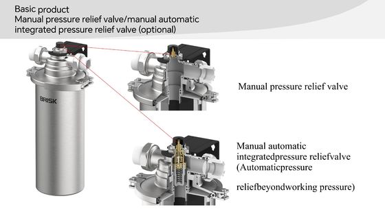 Pré-filtre à filtration de 5 microns en acier inoxydable avec soupape de dépression manuelle