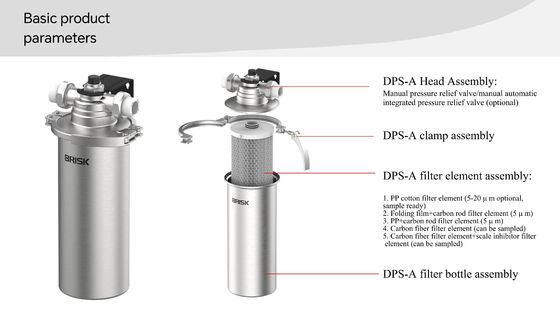 Pré-filtre à filtration de 5 microns en acier inoxydable avec soupape de dépression manuelle