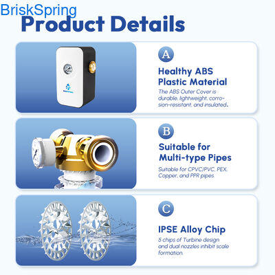 Water Descaler Anti-Scale Filter, No Salt Softener Alternative for Kitchen, Bathroom & Pipe Maintenance