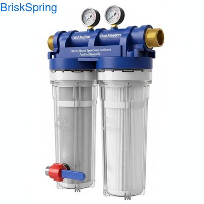 40/100 Microns Whole House Spin Down Sediment Filter with Dual Filtration System and Self-Cleaning Feature