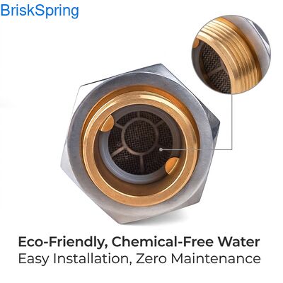 Conditionneur d'eau sans sel pour toute la maison. Prévention à l'échelle écologique pour une peau, des cheveux et des appareils électroménagers plus sains.