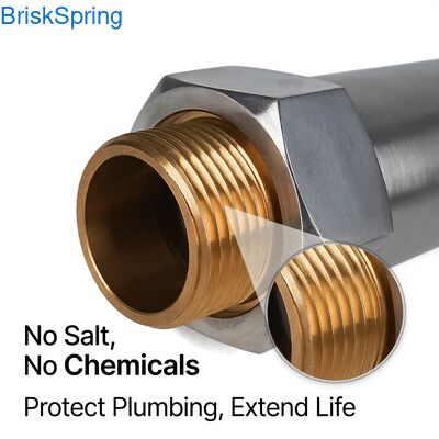 Conditionneur d'eau sans sel pour toute la maison. Prévention à l'échelle écologique pour une peau, des cheveux et des appareils électroménagers plus sains.