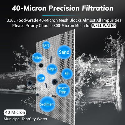 Pré-filtreur d'eau manuel pour toute la maison de quatrième génération avec précision de filtration de 40 μm et filtrage à maillage réutilisable