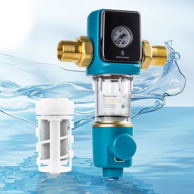 Préfiltre d'eau pour toute la maison de dixième génération avec une précision de filtration de 40 µm, raclage entraîné par l'eau et filtre à mailles réutilisable