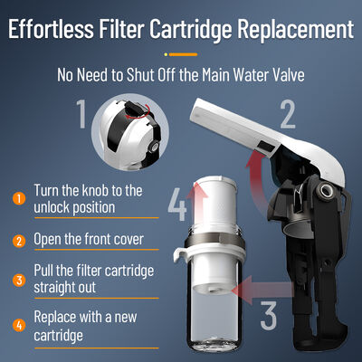 Purificateur d'eau central compact BRISKSPRING avec indicateur de durée de vie du filtre intelligent, cartouche composite en PP+carbone et débit de 15 L/min