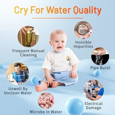 40 Micron Whole House Water Pre Filter Reusable Mesh Sediment Filter with Water-Driven Scraping