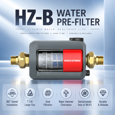 Préfiltre d'eau horizontal pour toute la maison HZ-B, filtre à sédiments à rinçage manuel de 40 microns, 7T/H