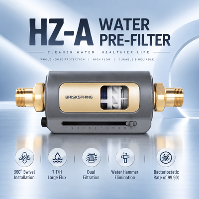 HZ-A Préfiltre d'eau pour toute la maison horizontale 40 microns Filtre de sédiments à vide manuel