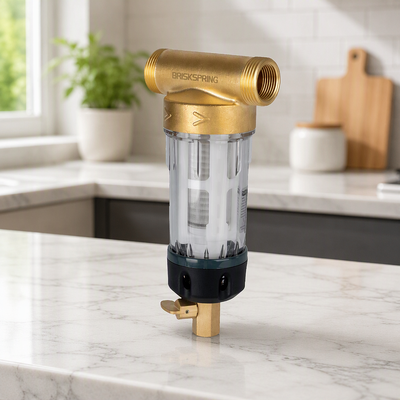 Préfiltre d'eau à sédiments à rinçage par rotation pour toute la maison avec conception réutilisable à filtration de 40 microns et maille de qualité alimentaire SS316L