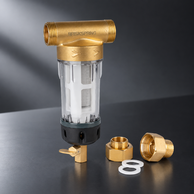 40 microns Pré-filtre d'eau pour toute la maison avec maille réutilisable et rinçage manuel pour éliminer les sédiments